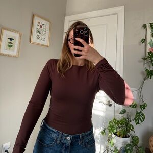 Brown Long Sleeve Bodysuit